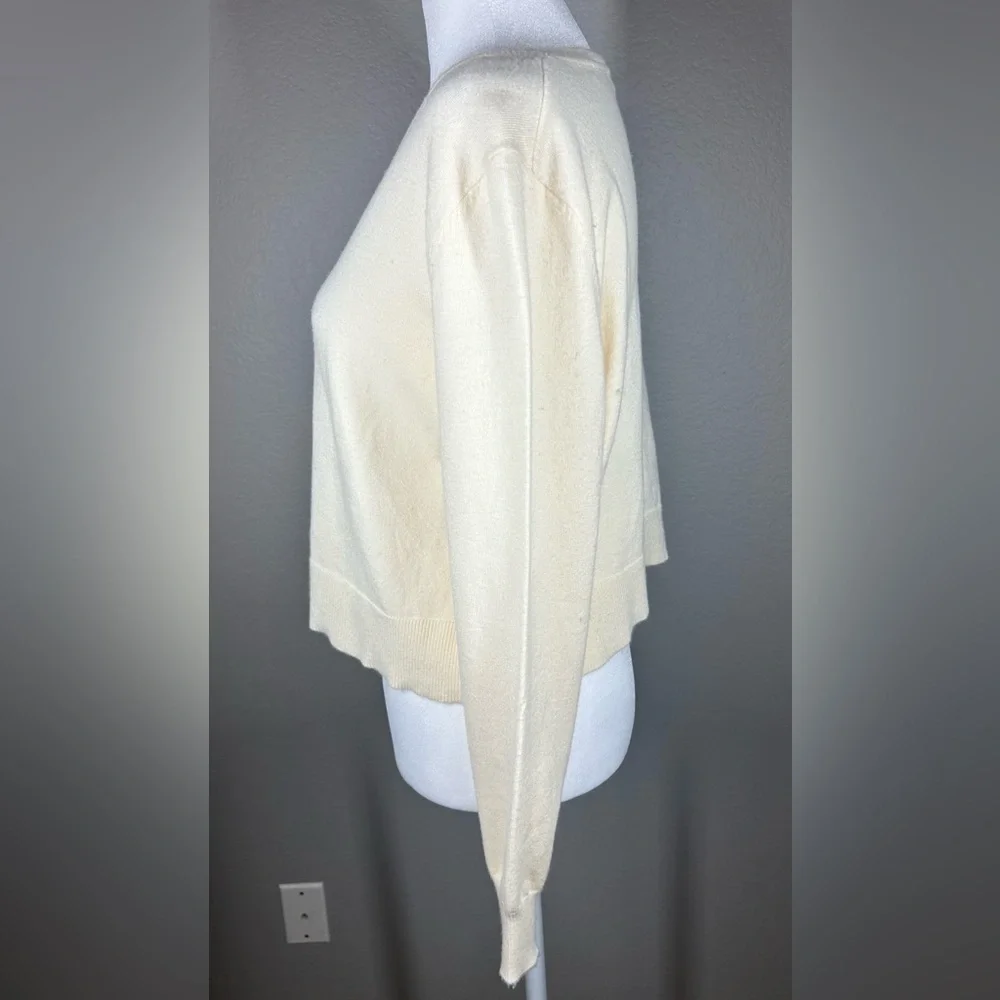 Zara Cream Side Ruffle Cropped Sweater Size M